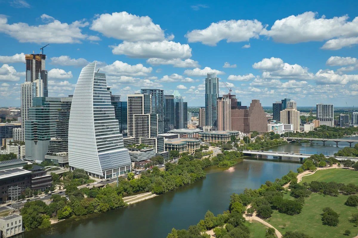 Downtown Austin skyline along Lady Bird Lake